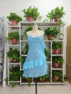 Beautiful Blue Halter Sequins Chiffon Ruffles Cocktail Dress Homecoming Dress Y8251