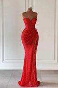 Sleeveless Sweetheart Mermaid Prom Dress with Sequins and Thigh-High Split