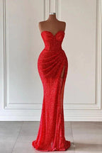 Sleeveless Sweetheart Mermaid Prom Dress with Sequins and Thigh-High Split