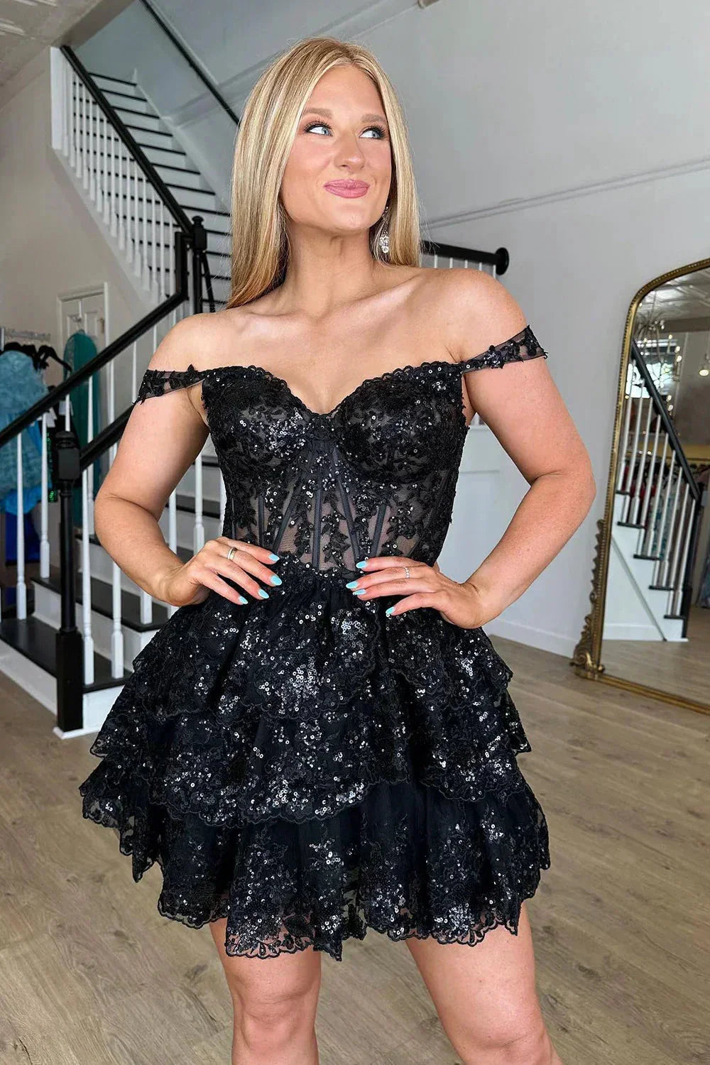 Tiered Homecoming Dresses Off The Shoulder SYH85