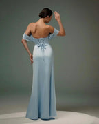 Amazing A-Line Satin Off-The-Shoulder Sleeveless Prom Dresses With Split Front