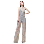 Amazing Illusion High Neck See-through Party Jumpsuit Sleeveless Prom Wear