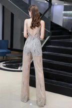 Amazing Illusion High Neck See-through Party Jumpsuit Sleeveless Prom Wear