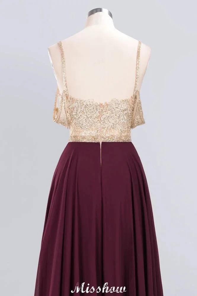 Appliques Spaghetti Straps Prom Dresses | A-Line Sleeveless Evening Dresses
