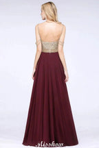 Appliques Spaghetti Straps Prom Dresses | A-Line Sleeveless Evening Dresses