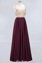 Appliques Spaghetti Straps Prom Dresses | A-Line Sleeveless Evening Dresses