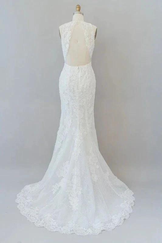 Awesome Illusion Lace Mermaid Elegant Wedding Dresses