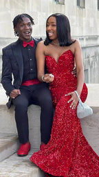 Shiny Mermaid Red Sequin Evening Dress Elegant Formal Gown  Y663
