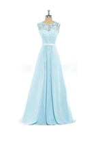 Baby Blue Lace Tank Bridesmaid Dresses For Wedding Party BD012