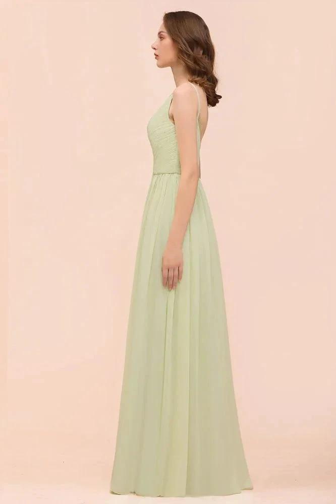 Backless Sage Bridesmaid Dress Floor Length Spring /Summer Maid of honor Dress