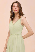 Backless Sage Bridesmaid Dress Floor Length Spring /Summer Maid of honor Dress