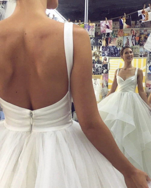 Ball Gown Elegant Floor Length Cascading Ruffles Tulle Wedding Dress  WD346