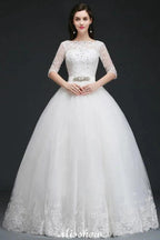 Ball Gown Floor Length Tulle Glamorous Wedding Dresses with Lace