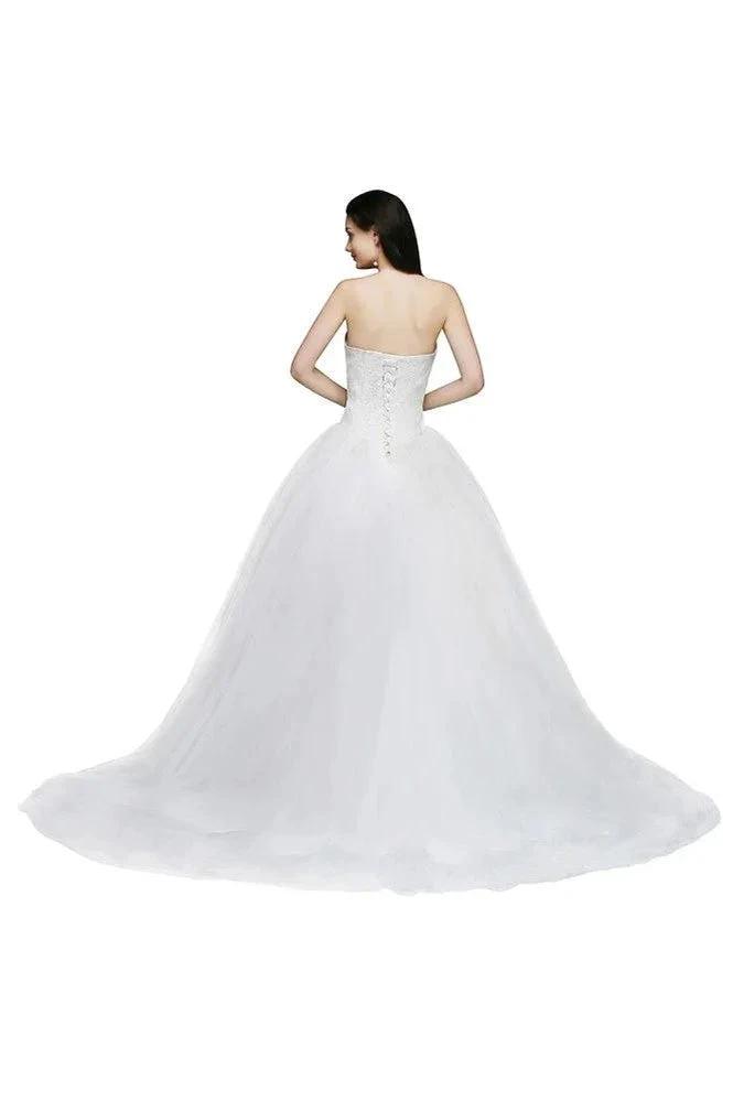 Ball Gown Lace Sweetheart Tulle Wedding Dress