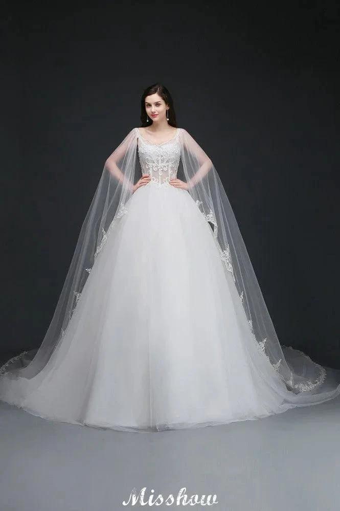 Ball Gowns Appliques Straps Tulle Elegant Wedding Dresses