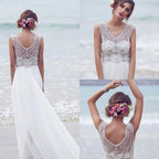 Beach Wedding Dresses A-line V-neck Short Train Sexy Bridal Gown WD526