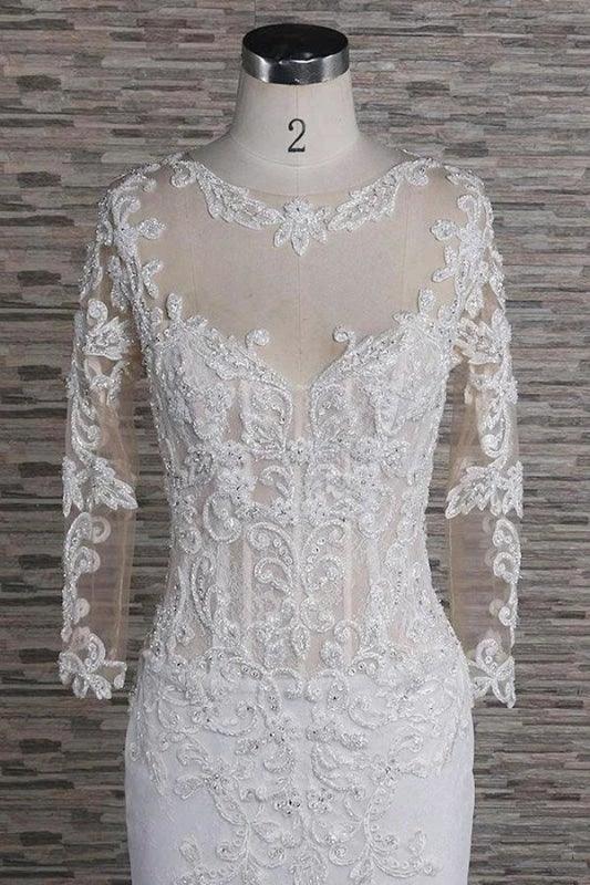 Beading Appliques Long Sleeve Mermaid Elegant Wedding Dresses