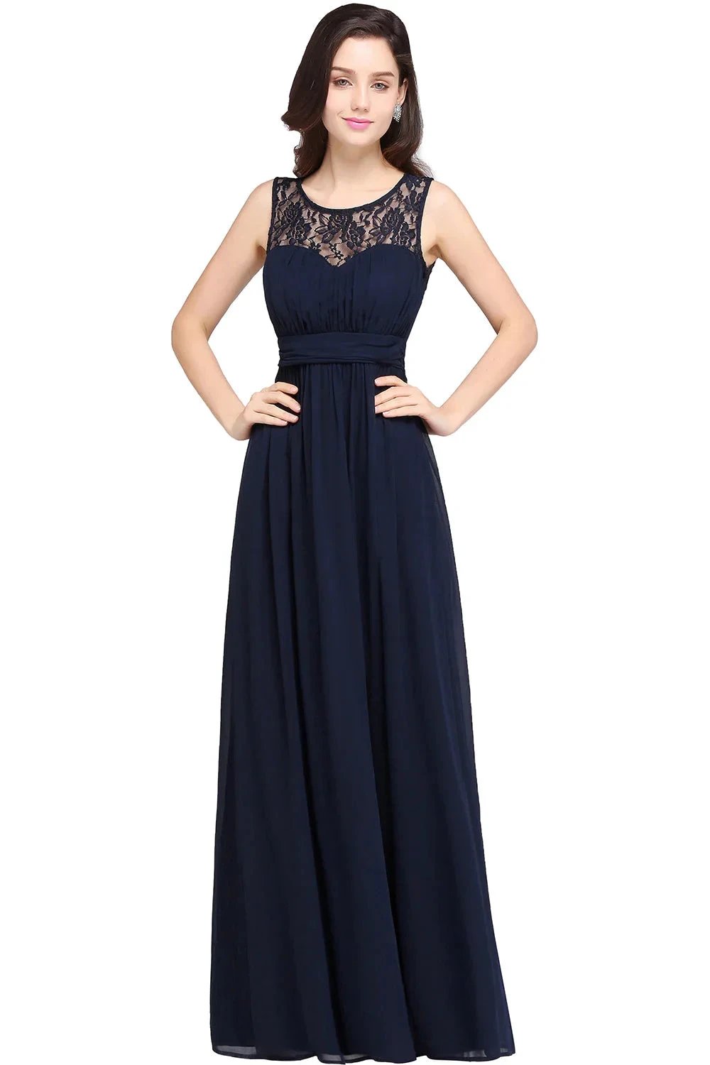 Beautiful A-Line Scoop Sleeveless Chiffon Bridesmaid Dresses