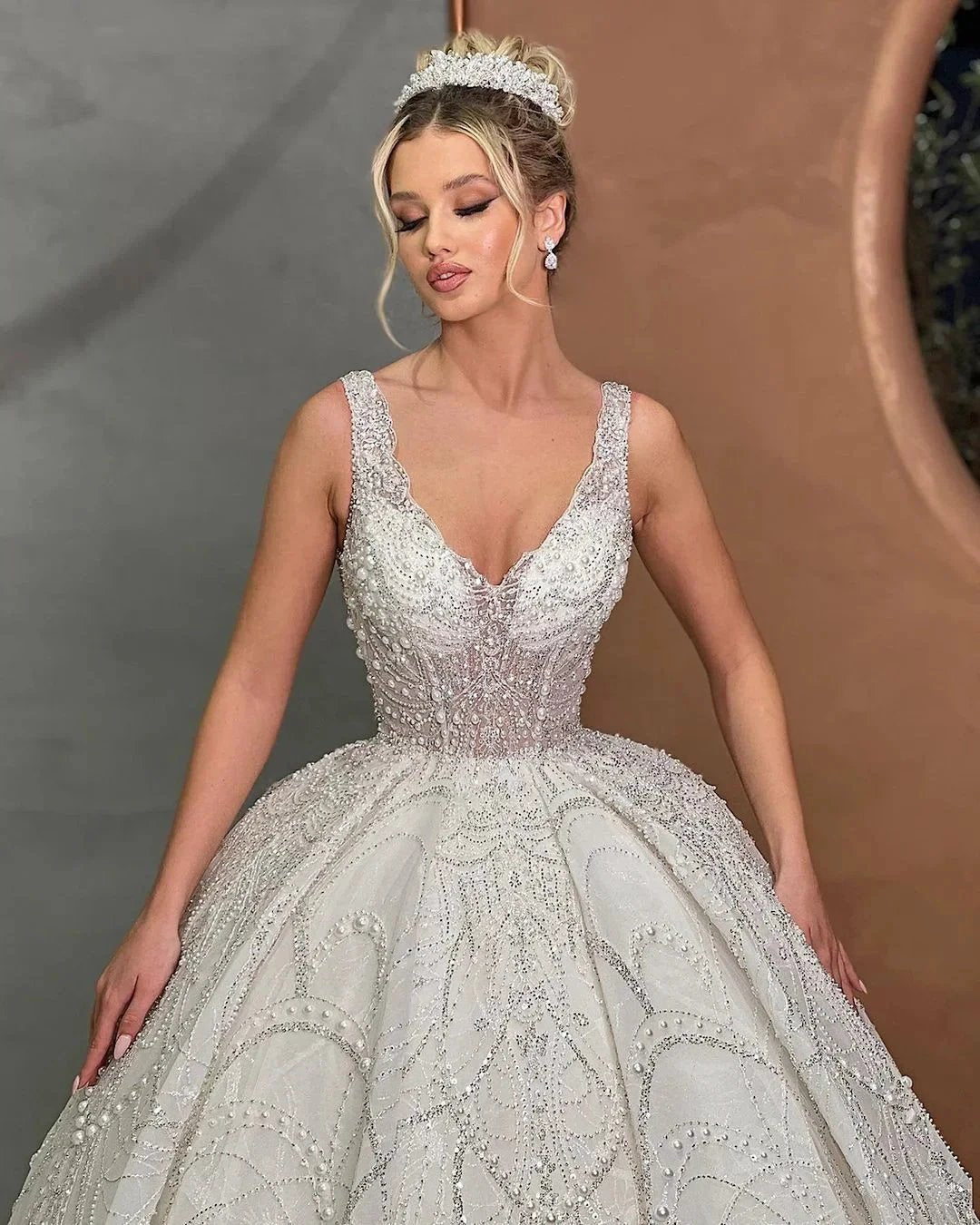 Beautiful Ball Gown Spaghetti Strap Wedding Dress With Beading
