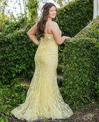 Beautiful Column Tulle Spaghetti Straps Sleeveless Prom Dresses With Split Front