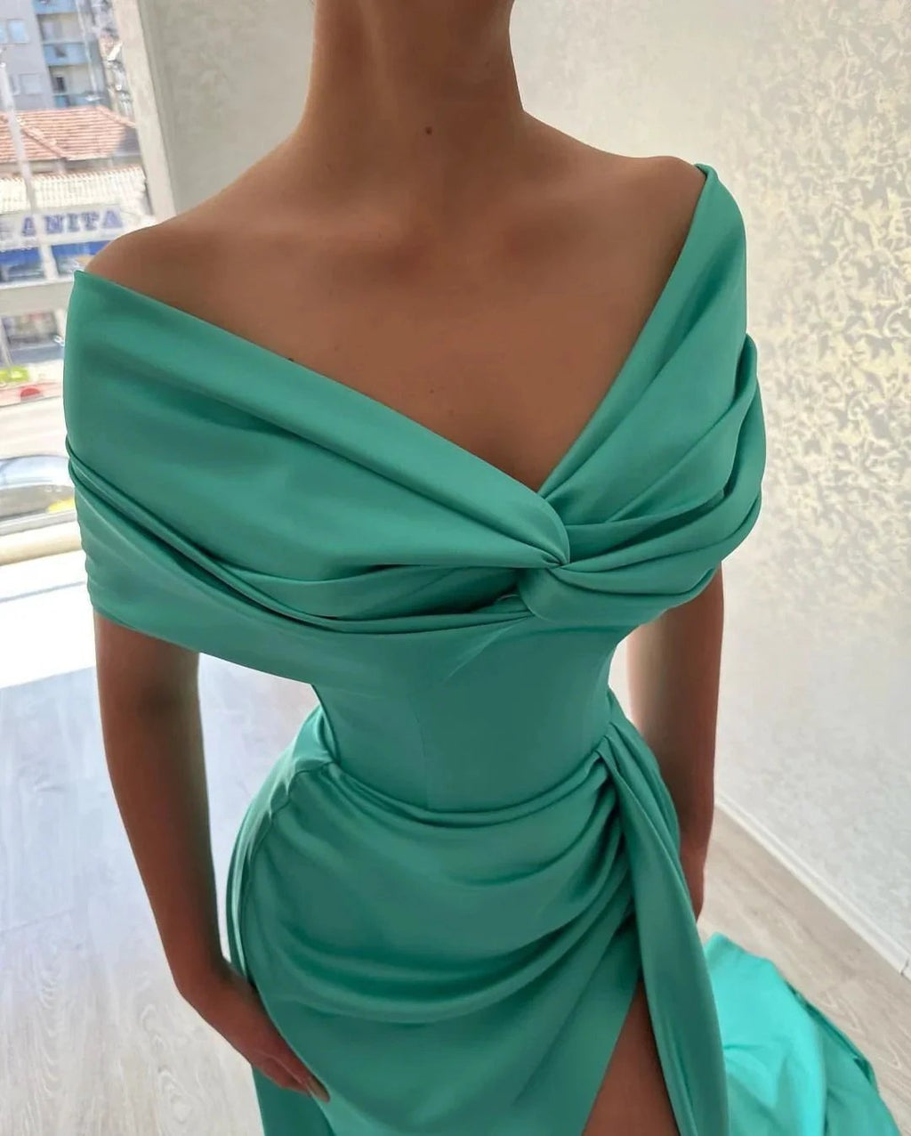 Beautiful Long A-line Off-the-shoulder Prom Dress With Slit