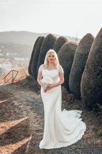 Beautiful Long Glitter Off-the-shoulder Sequined Mermaid Wedding Dress