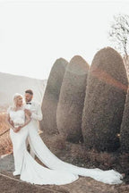 Beautiful Long Glitter Off-the-shoulder Sequined Mermaid Wedding Dress