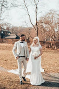 Beautiful Long Glitter Off-the-shoulder Sequined Mermaid Wedding Dress