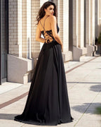 Beautiful Long Sheath V-neck Chiffon Backless Prom Dress With Split