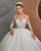 Beautiful Long White Sweetheart Ball Gown Wedding Dress