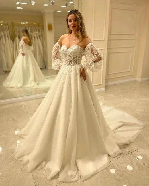 Beautiful Off-the-shoulder A-Line Wedding Dresses with Lace