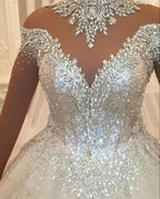 Beautiful Princess A-line Jewels Lace Wedding Dresses With Long Sleeves