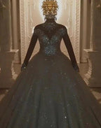 Beautiful Princess A-line Jewels Lace Wedding Dresses With Long Sleeves