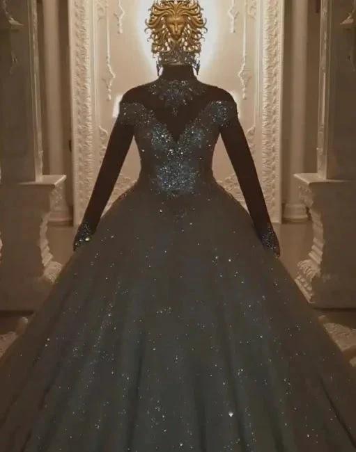 Beautiful Princess A-line Jewels Lace Wedding Dresses With Long Sleeves