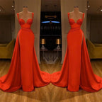 Beautiful Red Starps Sweetheart Long Prom Dress With Split