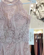 Beautiful Short Lilac Mermaid Lace Prom Dresses