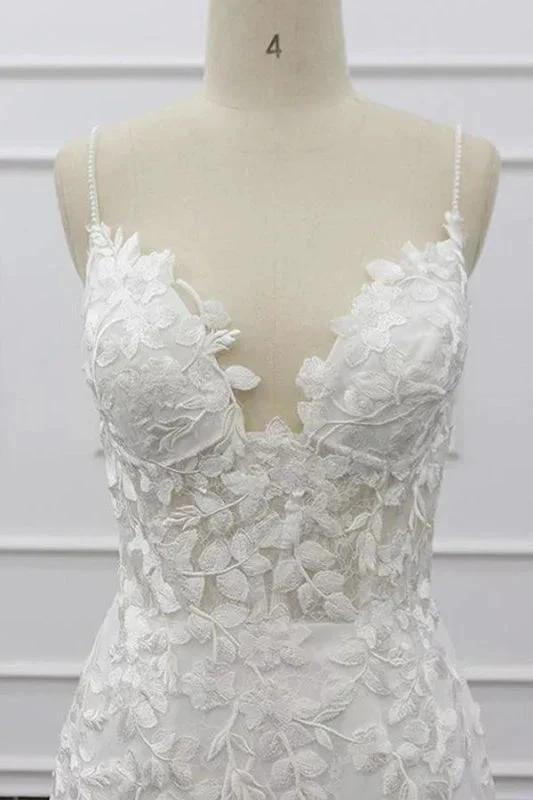 Best Spaghetti Strap Appliques Mermaid Elegant Wedding Dresses