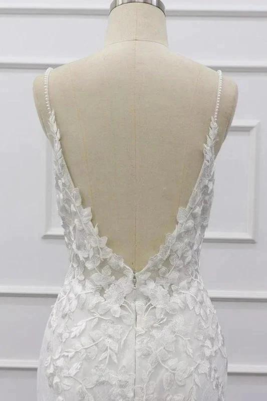 Best Spaghetti Strap Appliques Mermaid Elegant Wedding Dresses