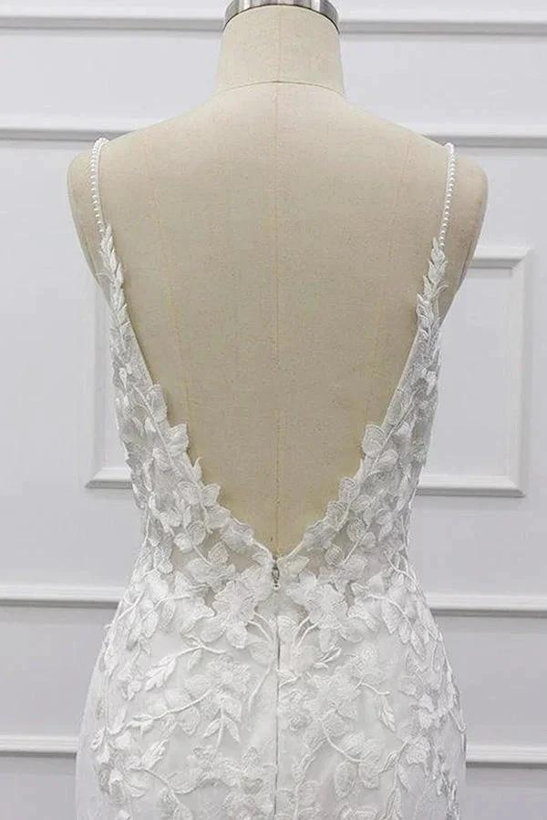 Best Spaghetti Strap Appliques Mermaid Wedding Dress