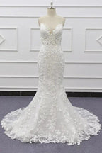 Best Spaghetti Strap Appliques Mermaid Wedding Dress
