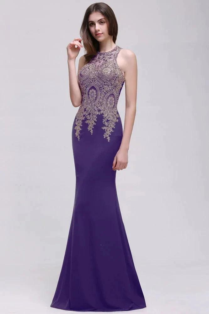Black Lace Appliques Mermaid Prom Dresses