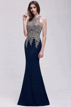 Black Lace Appliques Mermaid Prom Dresses