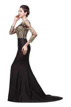 Black Mermaid Sweep-length Crew Formal Dresses