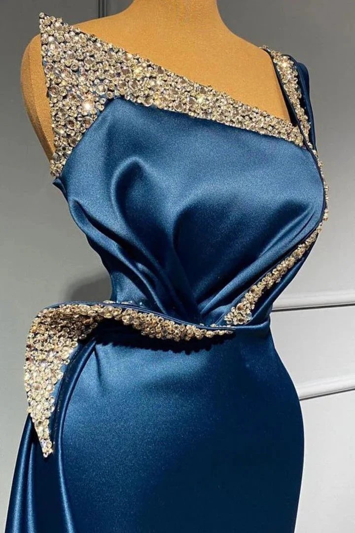 Blue Evening Dress Long Prom dresses in glitter