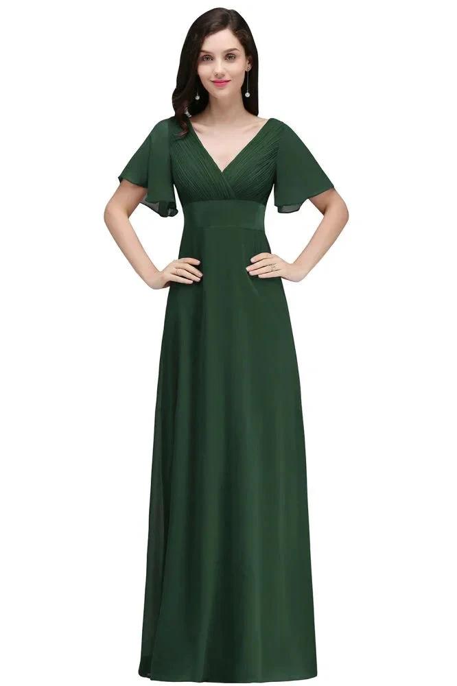 Burgundy Floor-length A-line Chiffon Prom Dress