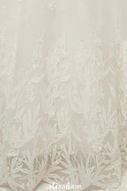 Cap Sleeves A-line Scoop Floor Length Lace Appliques Wedding Dresses