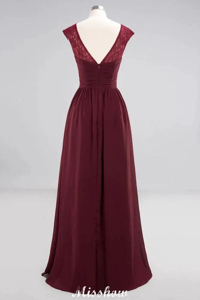Cap Sleeves Aline Evening Maxi Dress Chiffon Tulle Wedding Party Dress