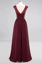 Cap Sleeves Aline Evening Maxi Dress Chiffon Tulle Wedding Party Dress