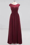 Cap Sleeves Aline Evening Maxi Dress Chiffon Tulle Wedding Party Dress