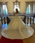 Charming Floor Length Sweetheart Long Sleeves A-Line Lace Wedding Dress